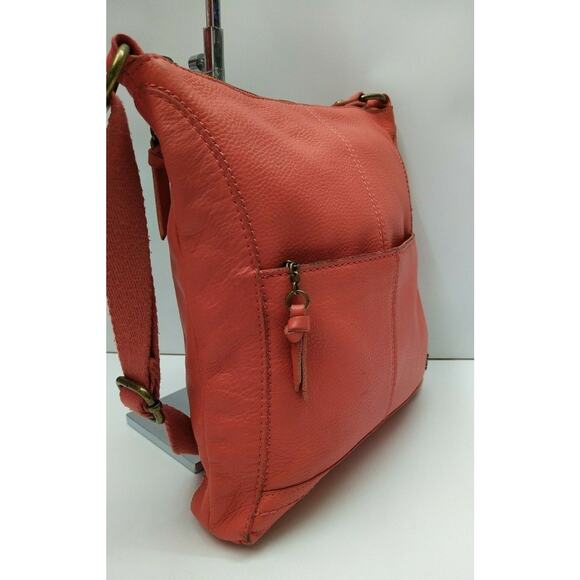 The Sak Orange Pebbles Leather Pocket Zipper Closure Crossbody Bag - Picture 4 of 12